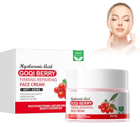 Anti-wrinkle gojibär ansiktskräm, 50 g naturkosmetik naturlig anti-aging ansiktskräm fuktkräm minskar rynkor & ökar elasticitet/elasticitet, minskar rynkor, återfuktar