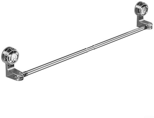 Zilimontt Portasciugamani regolabile con ventosa rimovibile per doccia, bagno, cucina, senza fori, presa forte, 30-60 cm o 50-100 cm, estensibile nero (50-100 cm)