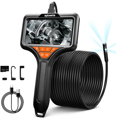 Epicmate Triple Lens Endoscope Camera with Light- 5 1080P HD Handheld Borescope with 50FT Semi-Rigid Cable, Waterproof Sewer Inspection Camera with 32GB Card, Drain Plumbing Camera & Gifts for Men