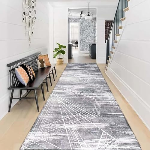 Whnoorher Alfombra de Pasillo para escaleras, Antideslizante, Extra Larga, Lavable, Suave, de Pelo Corto, para Pasillo, Escalera, Entrada, Cocina, salón, balcón(60×150cm)