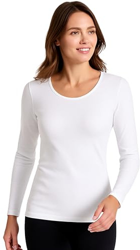Liabel Maglia Caldo Cotone Donna (Confezione da 2) - Maglie Donna Invernali Manica Lunga o Corta Sottogiacca Bianco o Nero S-XL (IT, Testo, XL, Regular, Regular, Bianco 2pz - Manica Lunga)