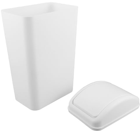 Homoyoyo Cubo de Basura de Plástico Resistente con Tapa Abatible Diseño que Ahorra Espacio Gran Capacidad para Baño Cocina y Dormitorio Papelera Duradera para Uso Diario