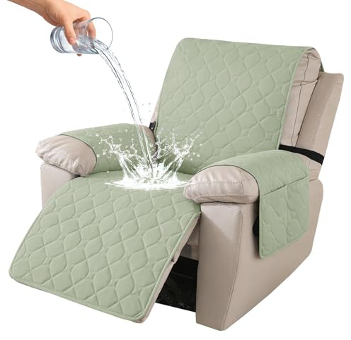 Ystyle Sesselschoner für Fernsehsessel, 100% Wasserdicht 1 Sitzer Sesselschoner mit Taschen Armlehne, rutschfest Sesselauflage Relaxsessel Anti-Rutsch WaschmaschinenfestMintgrün