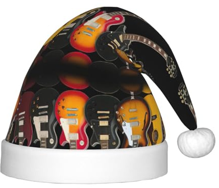 OKFSTY Weihnachtsmütze mit E-Gitarre für Kinder, Mehrzweck-Weihnachtsmannmütze für Partys und festliche Veranstaltungen