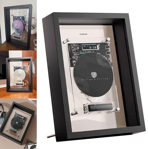 Lettore Cd Music Frame, Lettore Cd Montato a Parete con Copertura Antipolvere, Telecomando, Bluetooth 5.0/Uscita Aux da 3,5 Mm, Senza Altoparlanti, per Casa/corridoio/ufficio/decorazione da Par black