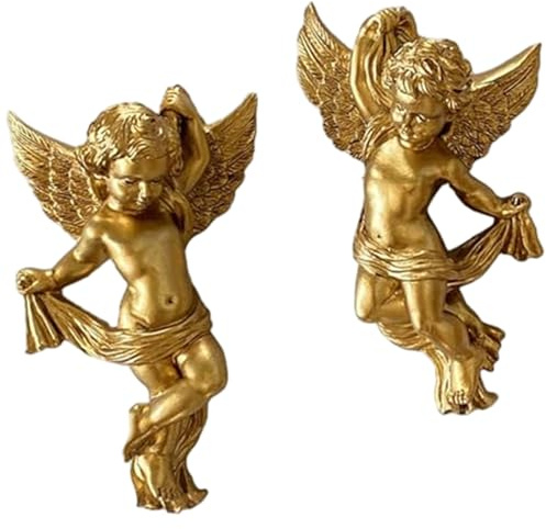 Faroby Estatua de querubín de 5, 51x3, 15 Pulgadas, adorables esculturas de Pared de querubín de Resina Vintage para decoración del hogar, Sala de Estar y Pasillo