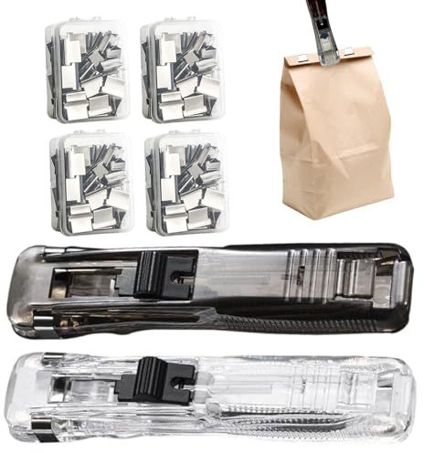 Small Stapler,with 200 Reusable Clips Portable Compact Handheld Stapling Tool | Desk Paper Stapler - for Children Business Arts Office School Classroom Desk Hospital Document Papers