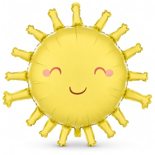 Ovanda Sonne Folienballon 81 x 74 cm für Babyparty & Sommerparty | Aus Folie, für Luft oder Helium; großes Sonnenmotiv für Taufe, Kindergeburtstag, Baby Shower, Gartenfest und Fotowand.
