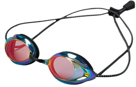 Wswqop Occhialini da Nuoto per Adulti con Lente Antiappannamento, Fascia Regolabile, Non Strappano I Capelli, Protettivi, Impermeabili, Adatti agli Uomini, Rosso