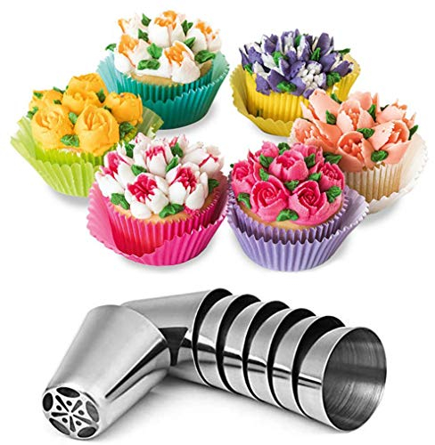 WOWDECOR - Set completo di 24 beccucci russi per decorare torte, beccucci per glassa, sacchetti per glassa, sacchetti per glassa e beccucci per principianti, biscotti, torte, vacanze, feste di