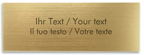 Placa para nombre con texto grabado personalizado, acrílico rectangular, efecto latón, 100 x 36 mm, color dorado metalizado