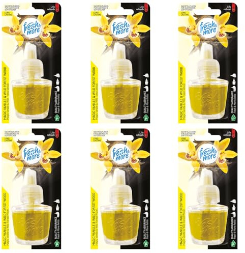 Fresh & More Nachfüllflakons für Duftstecker (6er Pack) Magic Vanille & Wild Forest Wood, 19ml