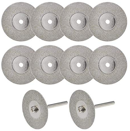 sourcing map 10 Pcs 30mm Diamond Cutting Wheels Cut Off Wheel with 2 Pcs Mandrels for Rotary Tool