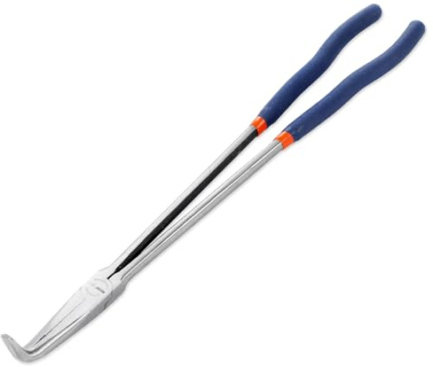 WISEPRO Long Reach Pliers - 16 Inches 90 Degree Angle Long Needle Nose Pliers - for Narrow Spaces and Limited Areas