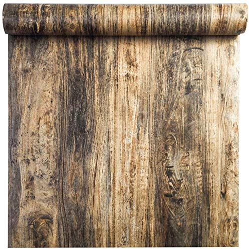 Self Adhesive Vinyl Film Retro Wood Look Furniture Sticker Paper Wallpaper for Kitchen Cabinets Shelves Cupboard Table Desk Countertop Walls Furniture Crafts Removable Waterproof 40CMX2.5M
