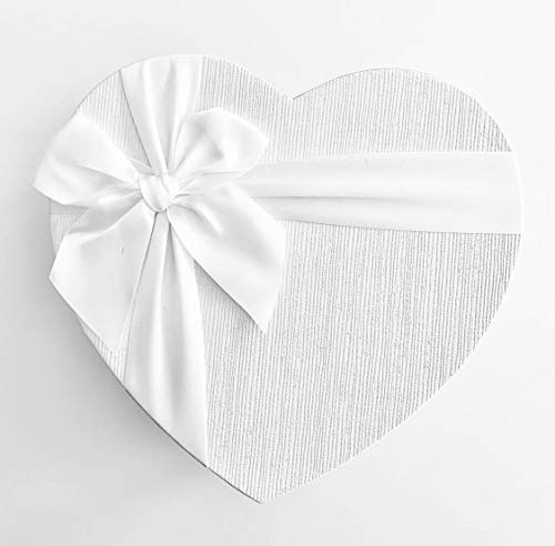 Set of 3 Heart Florist Gift Boxes, Flower Box with Silk Ribbon Bow. Jet Black, Valentine Red, Charcoal Grey & Pearl White.. Heart Flower Gift Box (Ivory White)