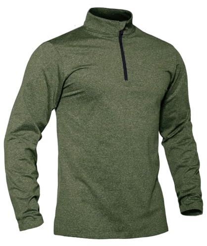 TACVASEN Pullover Herren Langarmshirt Half Zip Fleece Winterpullover Warm Atmungsaktiv Sport Sweatshirt mit Stehkargen