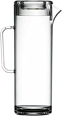 We Can Source It Ltd - Clear Polycarbonate Elite 1.7 Litre 3 Pint Tall Jug with Lid, Reusable Virtually Unbreakable Drinks Pitcher for Bars, Restaurants, Catering, Home and Outdoor - Pack of 2