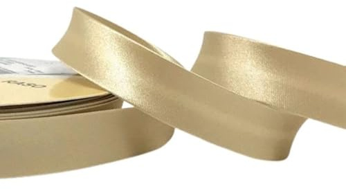 Plush Addict Single Fold Satin Schrägband zum Nähen, Einfassen, Nähen, Säumen, Accessoires, Outfits und Basteln, weiches Gold, 18 mm breit x 5 m