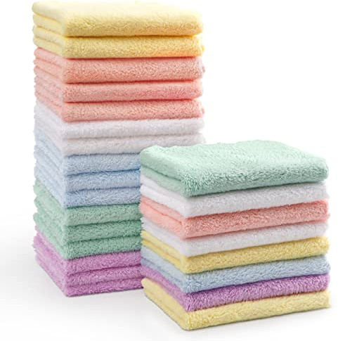 HOMEXCEL - Paquete de 24 paños de microfibra de forro polar coral, 7 x 9 pulgadas, extra absorbentes y suaves para eructos y paños de lavado para recién nacidos y niños pequeños, suaves para pieles