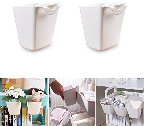 2-Pcs hängender Becherhalter, Trolley Korb Aufbewahrungswand Organizer, Pflanzenbehälter, Aufbewahrungseimer, Pflanzgefäße/Pflanzentopf oder Make Up Stifthalter für Home Office Küche (2 weiß)