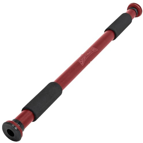 SPORTINATOR® Klimmzugstange zum Einspannen im Türrahmen, für dein Home-Gym. Länge 60–102 cm, kompakt, sicher & schnell ohne Bohren, belastbar bis 150 kg (dunkelrot)