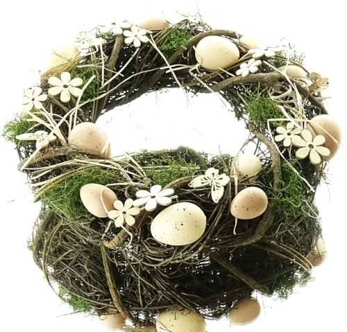 Nature Trends Osterkranz Reben mit Eiern Holzblumen & Schmetterlingen Ø 34 cm