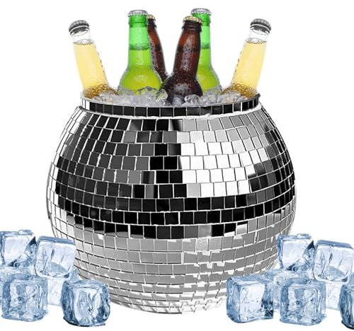 Grand seau à glace en verre PP réfléchissant de 3 L pour cocktails, champagne, bière, vin, , cuisine, boissons, bouteilles