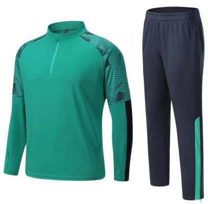 YAOTT Fotbollströjor för herr fotbollsträning tröjor byxor 2 delar set unisex fotaball träningsoveraller torr passform träningsuniform set Paris fotboll sportkläder jogging set, LD2006-F, L