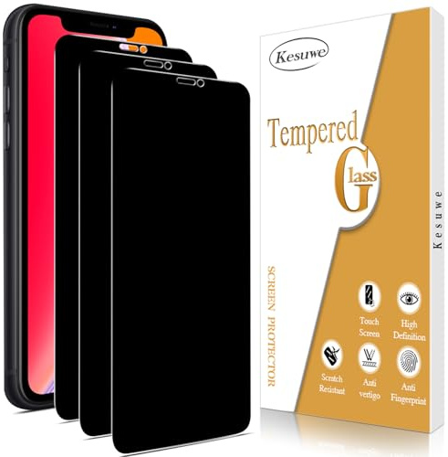 Kesuwe [Pack of 3] Privacy Phone Screen Protector for iPhone 11 Pro Max, XS Max, Anti-Scratch, 9H Hardness, Ultra Resistant, Anti-Bubble, HD, 0.33 mm Ultra Clear