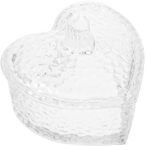 ABOOFAN Herzförmige Schmuckschatulle aus Glas mit Deckel Herzförmige Vorratsdose Bonbongläser aus Glas mit Deckel Vorratsdose für Kekse Zuckerdose Lebensmittelbehälter für Die Hochzeit