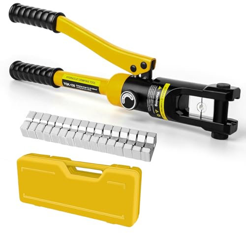 Hydraulic Cable Lug Crimper Hydraulic Wire Crimper Battery Lug Terminal Cable Crimping Tool, Wire Crimping Tool with 8 die Pairs (8 AWG to 250 MCM)