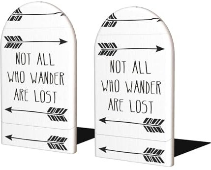 Holz-Buchstütze Not All Who Wander are Lost, rutschfeste Schaumstoff-Pad, Holz-Buchstopper, rutschfeste Buchstützen für Zuhause, Büro, Bücher