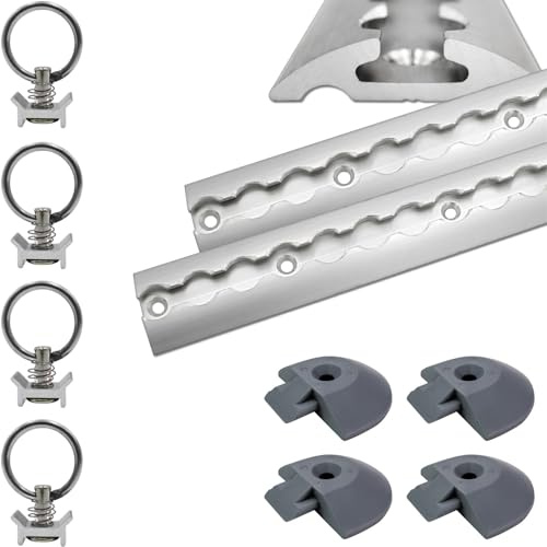 Airlineschiene halbrund Silber eloxiert 2X 2,0 Meter (1975mm) mit 4 Ösen und 4 Endkappen, Alu Zurrschiene robust, hohe Stabilität und Langlebigkeit, Anhänger, PKW, LKW, Camper, Wohnmobil