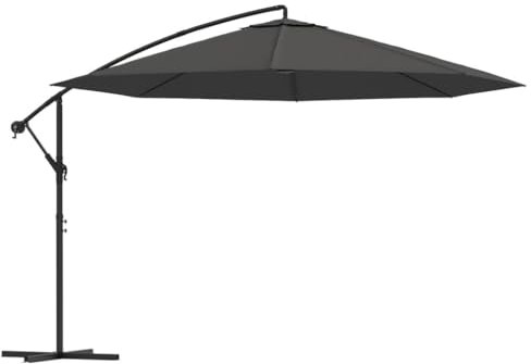 Annlera Garten-Sonnenschirm mit Kurbel Balkonschirm Marktschirm Tischschirm Strandschirm Gartenmöbel Outdoor-Schirm Wasserdicht und Sonnenschutz Freitragendes Design Anthrazit 350x280 cm