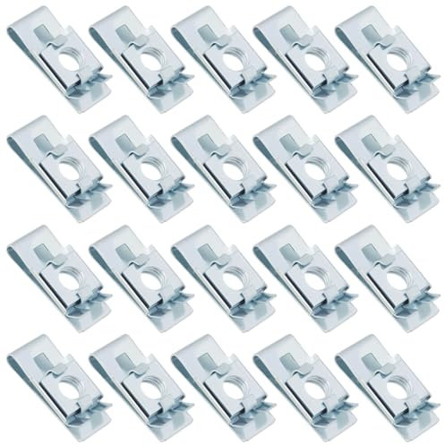 LT Easiyl 20 PCS Confezione Da 20 Dadi A U Stretti In Acciaio Zincato M6 Dadi A Gabbia Di Ricambio Per Elementi Di Fissaggio Dadi A Molla Adatti
