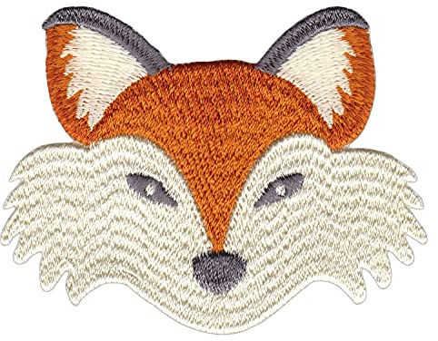 Fuchs Kopf Fox Aufnäher zum aufbügeln oder aufnähen Bügelbild Aufbügler für Kleidung gestickter Bügelpatch Applikation Patch Größe 8,0 x 6,2 cm