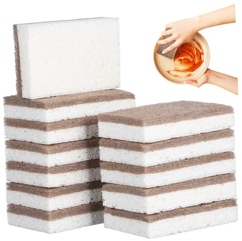 Esponja para Platos Antirayaduras 12 Piezas de Celulosa