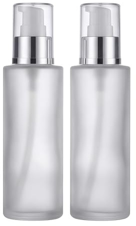 2 botellas vacías de 100 ml/96.4 g para loción de vidrio, dispensador de loción esmerilada, contenedor de maquillaje, botellas de almacenamiento para aceites esenciales, lociones, crema y base