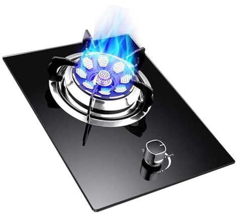THEGA Tragbarer Gasherd Für Den Innenbereich - Tragbarer Propangaskocher, Gas/LP-Gas-Umwandlungsofen, Freistehendes Kochfeld Aus Schwarzem Glas Für Den Außenbereich, Mit Flammschutz(LPG)