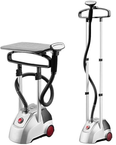 VERVELINK Plancha Vapor Vertical Profesional 2000W - para Telas/Ropa - 10 Niveles de Ajuste de Vapor/con Tabla de Planchar/Tanque Agua 2.5L/Cepillo Tela/Perchas - Inyección de Vapor 38g/Min,Silver
