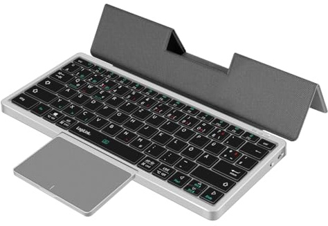 Logilink ID0214 - Teclado inalámbrico multidispositivo BT 5.1 con trackpad y Cubierta extraíble