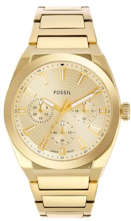Fossil Everett Herrenuhr, Quarz-Chronographenwerk mit Edelstahl- oder Lederarmband