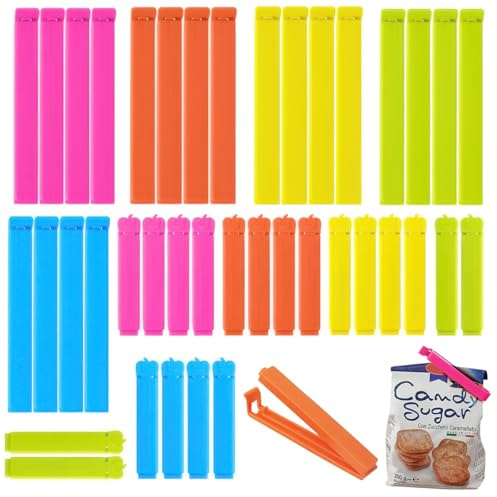 40 Piezas Pinzas Bolsas Alimentos, 7/11 cm Pinzas Cocina Bolsas, Pinza Cierre Bolsa de Alimentos, Clip de Cierre de Cocina Multicolor Reutilizable, para Embalaje de Cocina, Caramelos, Café (5 colores)