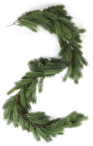 EFUTURETIME Ghirlanda Natalizia Artificiale 180cm, Ghirlanda Rami di Abete con 131 Punte Ago Morbido PP, Decorazione Natalizia per Esterno ed Interni, Scale, Porta, Camino, Verde