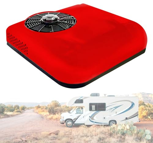 Aredwhiterui Aire Acondicionado De Estacionamiento 12V/24V - Enfriamiento Turbo 2200W & Flujo De Aire 450m³/h & Ultra Silencioso 20dB, Todo En Uno Montaje En Techo para Camión/Caravana Red-24V