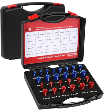 Calibre de ensayo de roscas | 26 indicadores de tamaño de rosca interior y exterior - Herramientas de medición para mecánicos, técnicos, aficionados para una rápida identificación en áreas