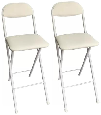 Set di 2 sedie pieghevoli portatili con sgabelli alti 70 cm con sedili imbottiti per bar ufficio chitarra design compatto salvaspazio colore bianco