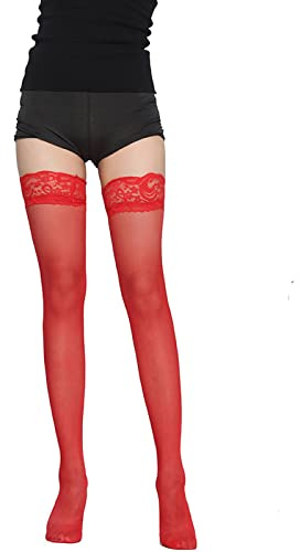 Collant Femme Porte Jarretelle Sexy Érotique Bas Resille Autofixant Ouvert Jartelle Ensemble Chair Danse Pour Porte-Jarretelles Autofixants Grande Taille Collants Halloween Body Pute,Rouge-a