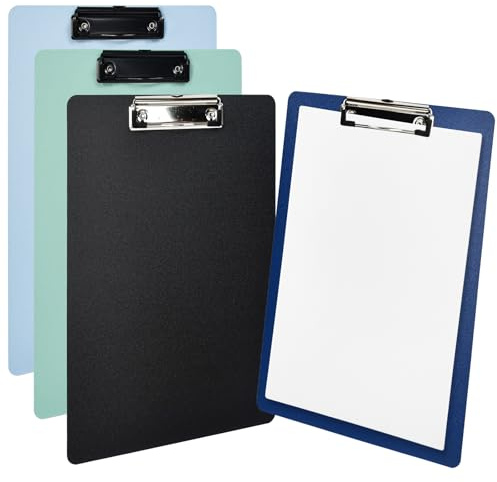 VGECEE 4PCS Porte Bloc A4 avec Pince Portes Documents Presse-papiers A4 Porte Bloc en Plastique Presse-papiers Plastique Portes-bloc avec Pinces à Suspendre pour École Bureau Maison